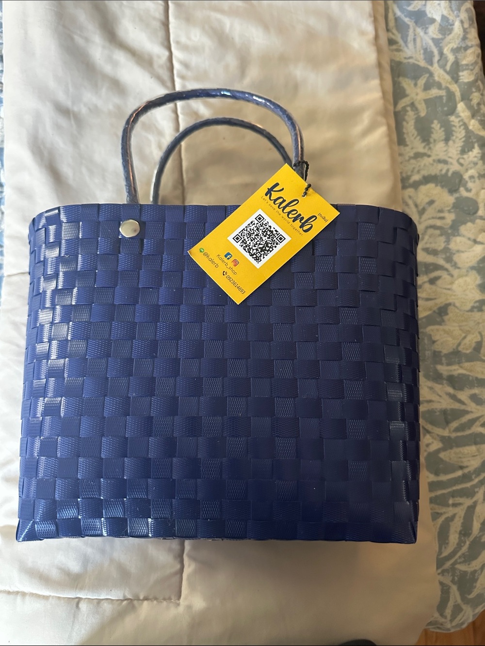 Woven Tote Bag - Blue